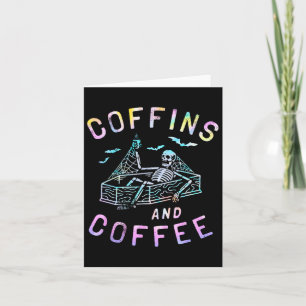 Coffins And Coffee Funny Skeleton Tie Dye Retro Ha Card