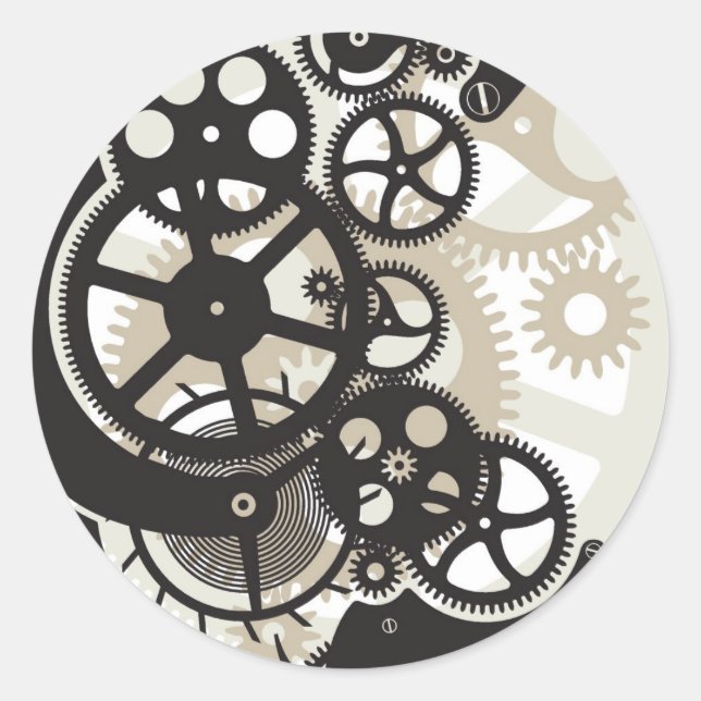 Cog wheels work classic round sticker (Front)