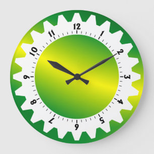 Cogged 01 - Green Wave Large Clock