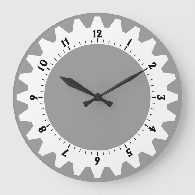Cogged 01 - Grey Large Clock (Front)