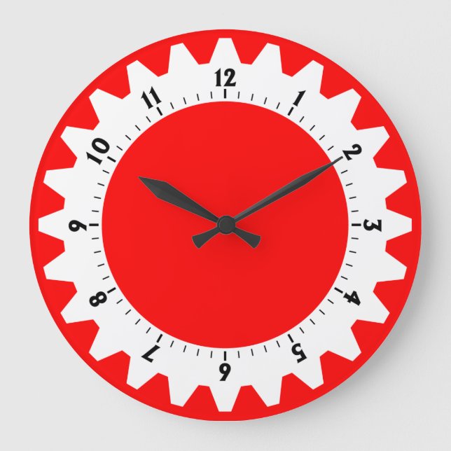 Cogged 01 - Red Large Clock (Front)