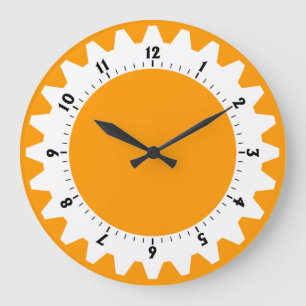 Cogged 01 - Yellow Orange Large Clock