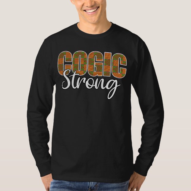 COGIC Strong Kente Pattern T-Shirt (Front)