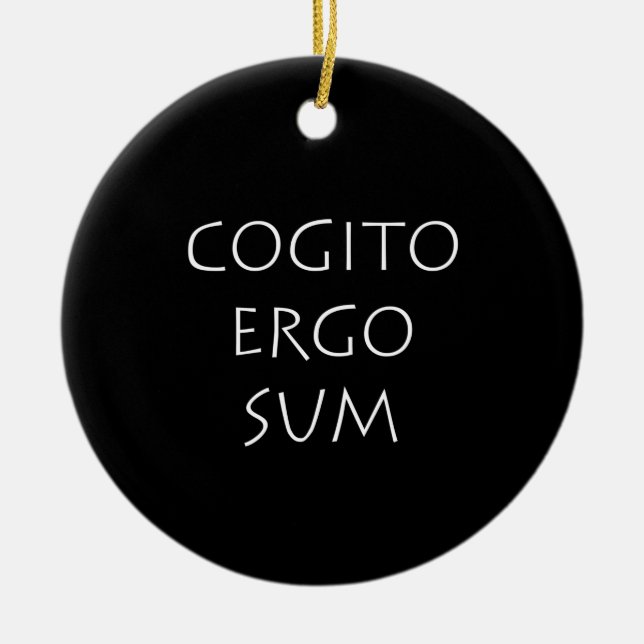 Cogito ergo sum ceramic tree decoration (Front)