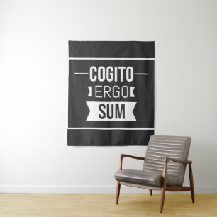 Cogito ergo sum - Latin phrase -black Tapestry