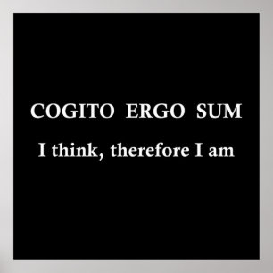cogito ergo sum, latin phrase poster