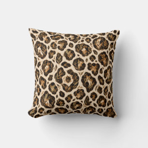 Cognac Botanical Leopard Rosettes Cushion