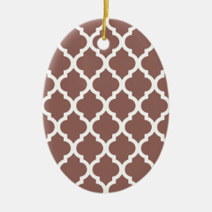 Cognac Brown Moroccan Tile Trellis Ceramic Tree Decoration
