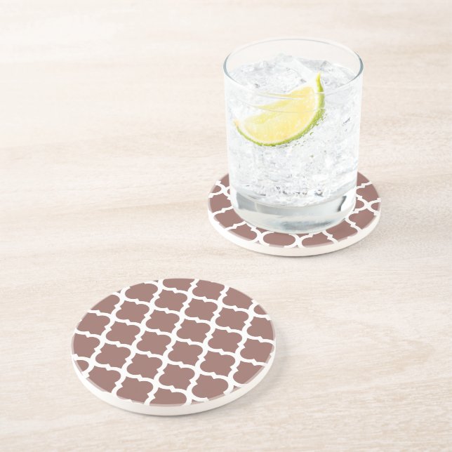 Cognac Brown Moroccan Tile Trellis Coaster (Side)