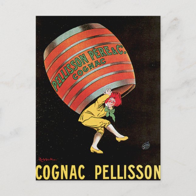 Cognac Pellisson Vintage Wine Drink Ad Art Postcard (Front)
