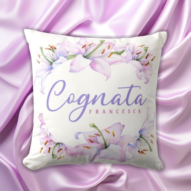 Cognata Personalised Lavender Pink Lilies  Cushion (Creator Uploaded)