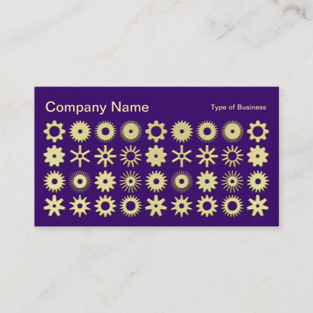 Cogs - 3d Gold colour with Deep Purple Business Card (Front)