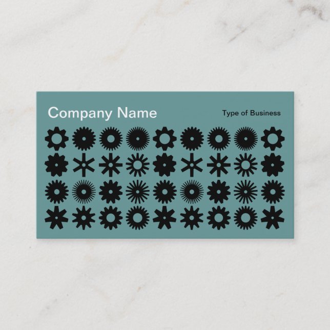 Cogs - Black on Ocean Green Business Card (Front)
