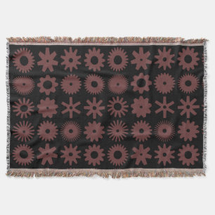 Cogs - Brown on Black Throw Blanket