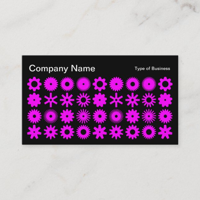 Cogs - Magenta on Black Business Card (Front)