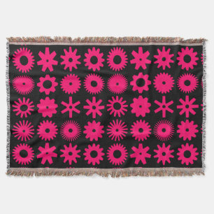 Cogs - Neon Red on Black Throw Blanket