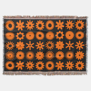 Cogs - Orange on Black Throw Blanket