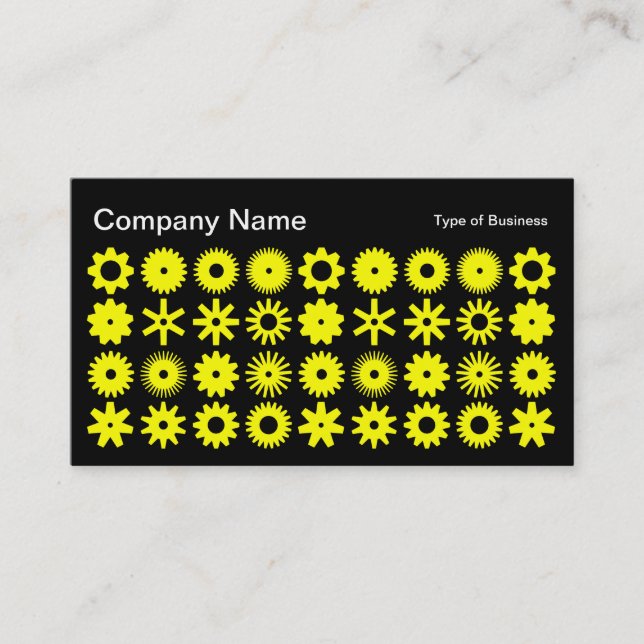 Cogs - Yellow on Black Business Card (Front)