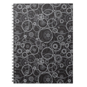 Cogwheels pattern spiral notebook