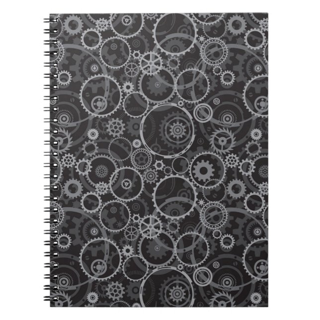 Cogwheels pattern spiral notebook (Front)