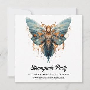 Cogwing Monarch Butterfly Steampunk Wedding Announcement