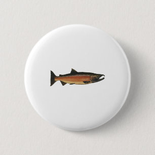 Coho - Silver Salmon (spawning phase) 6 Cm Round Badge