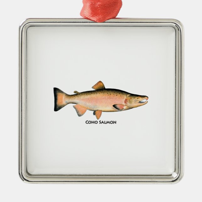 Coho - Silver Salmon (spawning phase) Metal Tree Decoration (Front)