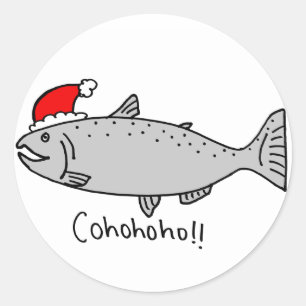 Cohohoho Christmas Salmon Doodle Classic Round Sticker
