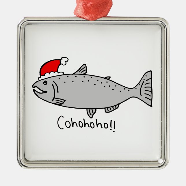 Cohohoho Christmas Salmon Metal Tree Decoration (Front)