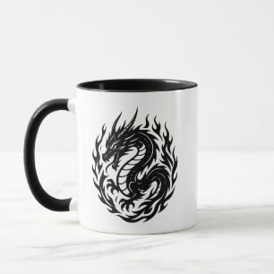 Coiled Fire Dragon Tattoo Style Mug