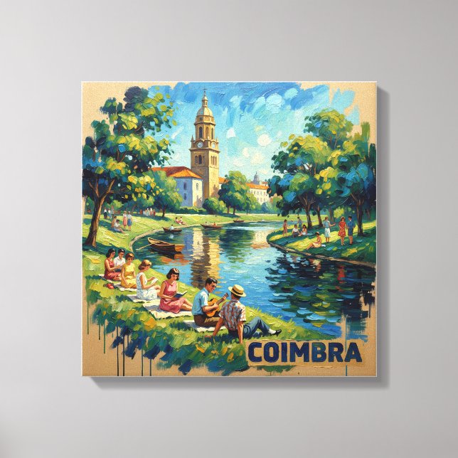 Coimbra Portugal Riverside Charm Stretched Canvas Print (Front)