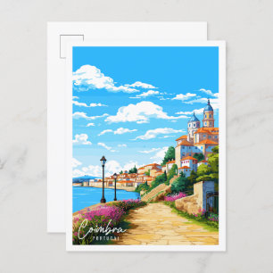 Coimbra Portugal vintage travel illustration Postcard