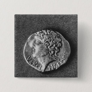 Coin bearing the effigy of Vercingetorix 15 Cm Square Badge