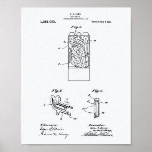 Coin Chute 1913 Patent Art White Paper Poster
