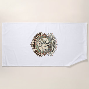 Coin Collector Numismatic Cat Coin Collector Numis Beach Towel