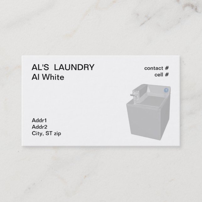 coin operated washing machine business card (Front)