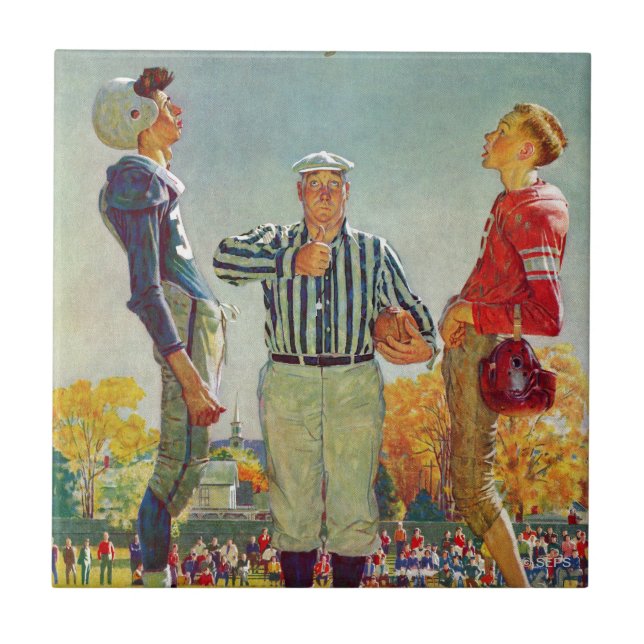 Coin Toss by Norman Rockwell Tile (Front)