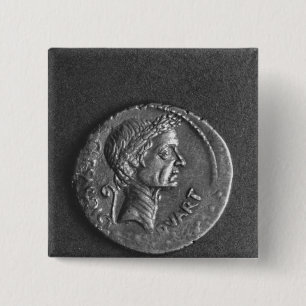 Coin with a portrait of Julius Caesar 15 Cm Square Badge