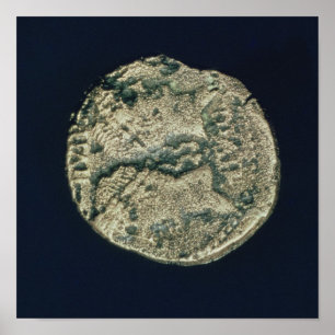 Coin with heads of Julius Caesar  and Augustus Poster