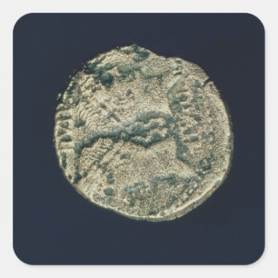 Coin with heads of Julius Caesar and Augustus Square Sticker