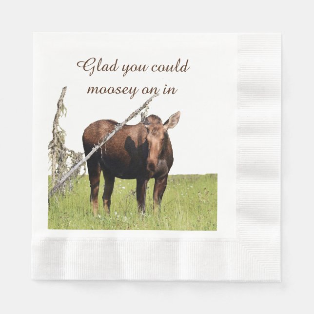 Coined Luncheon Napkin w/ moose (Front)