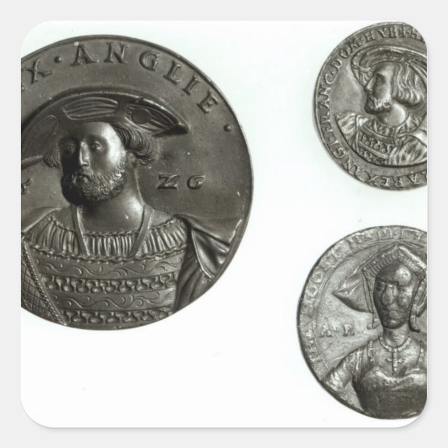 Coins depicting Henry VIII and Anne Boleyn Square Sticker (Front)