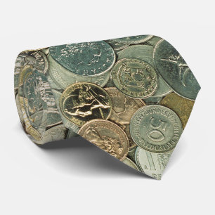 Coins of the world Cash Photo Pattern Tie