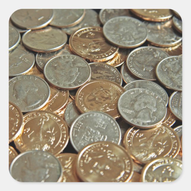 Coins Square Sticker (Front)
