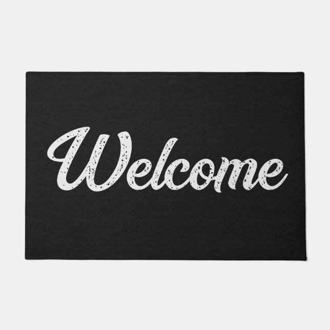 Coir Texture Simple Vintage Black Welcome Doormat (Front)