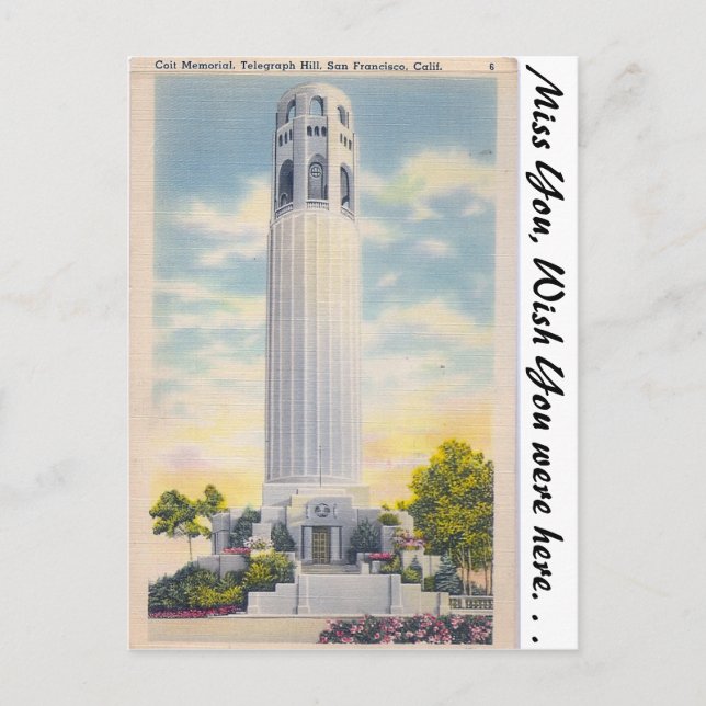 Coit Memorial, San Francisco, California Postcard (Front)