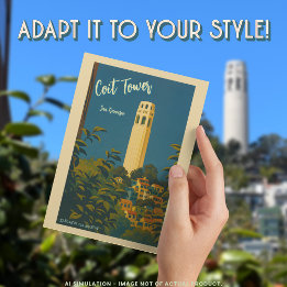 Coit Tower on Telegraph Hill, San Francisco Travel Postcard