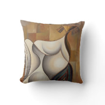 Cojín surrealista Mujer en Ruedas
