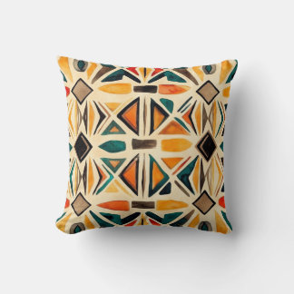 Cojines Aztec Vibes – Geometric Watercolor Mosaic Cushion