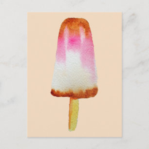 Cola popsicle cute Summertime watercolor art Postcard